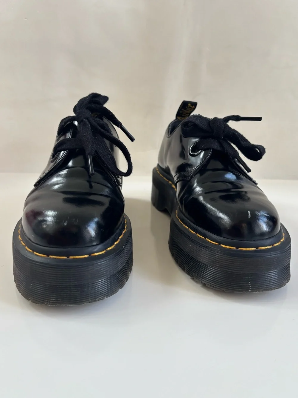 Dr. Martens Women's Black Holly Women's Leather Platform Shoes Size US 8 EU39